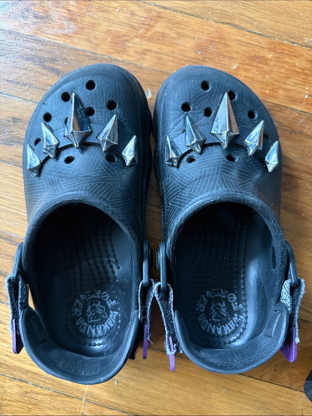 CROCS Kids Black Clog with Silver Spike Charms